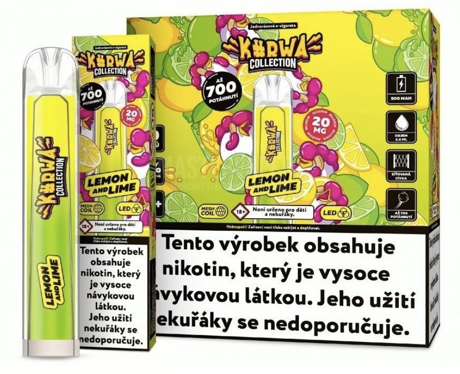 Kurwa Collection jednorázová ecigareta - 20mg - Lemon and Lime (obrázek 3)