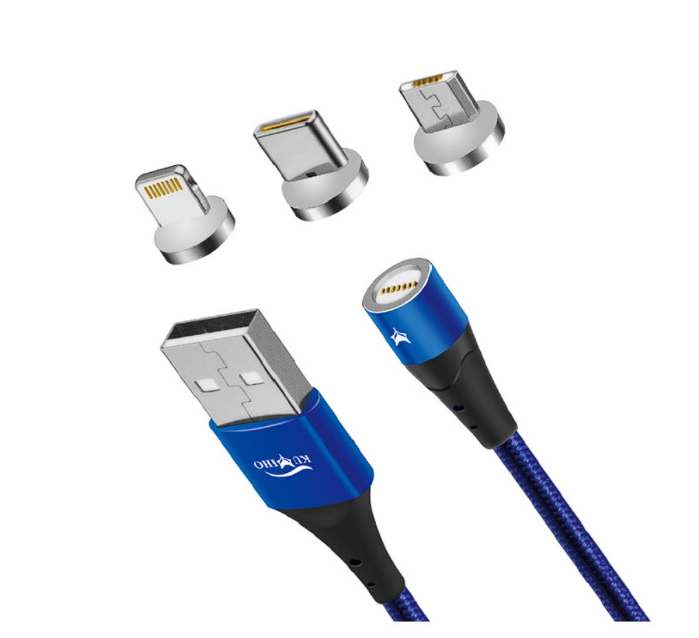 Dobíjecí kabel 3v1 Kumiho K-1 (Černo-modrý)