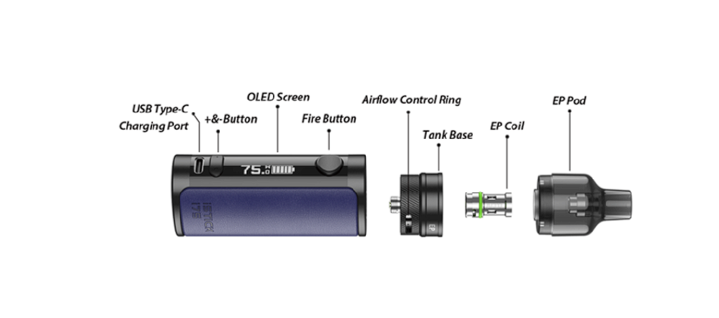 iSmoka-Eleaf Eleaf iStick i75 Kit s EP Pod Tank Barva: Černá (obrázek 15)