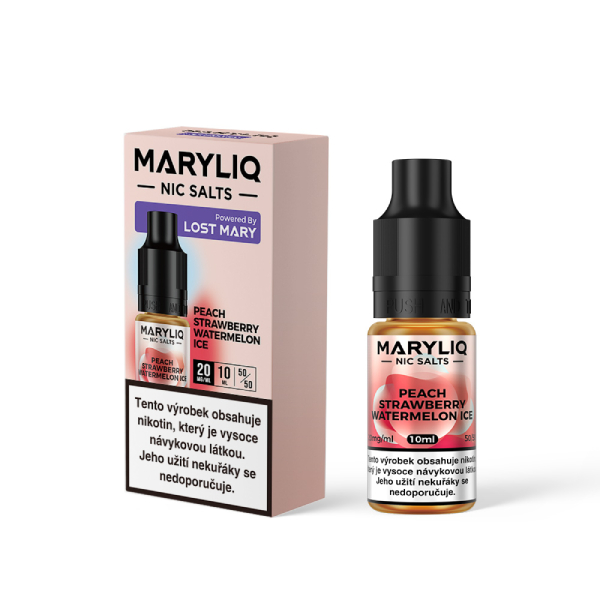 e-liquid Lost Mary MARYLIQ Peach Strawberry Watermelon Ice 10ml 20mg Chladivá broskev, jahoda a meloun (obrázek 3)