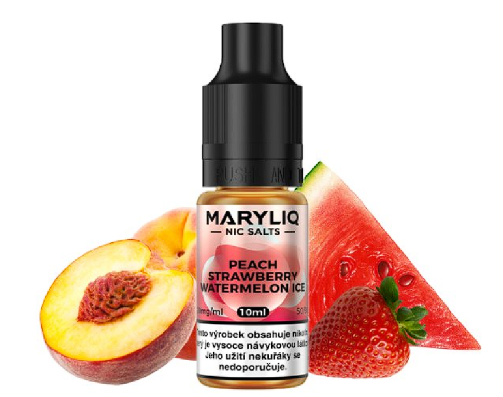 e-liquid Lost Mary MARYLIQ Peach Strawberry Watermelon Ice 10ml 20mg Chladivá broskev, jahoda a meloun