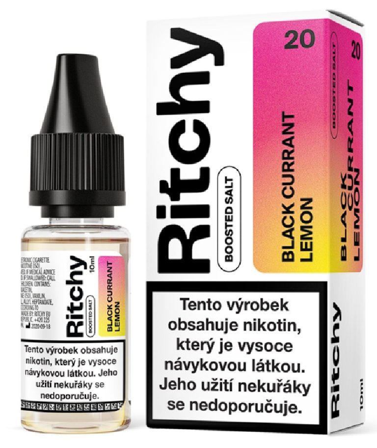 Ritchy Salt - Blackcurrant Lemon (Černý rybíz a citron) 10ml Obsah nikotinu: 10 mg Černý rybíz a citron