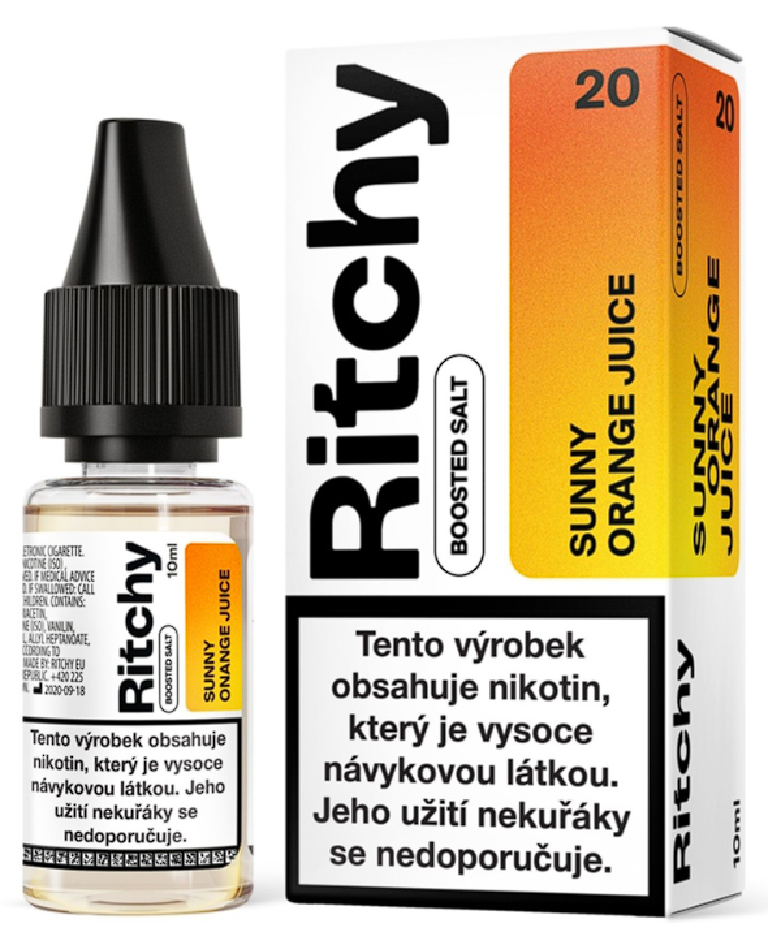 Ritchy Salt - Sunny Orange Juice (Pomerančový džus) 10ml Obsah nikotinu: 10 mg Pomerančový džus