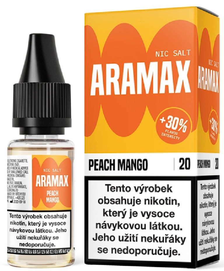 Aramax Salt - Peach Mango (Broskev a mango) 10ml Obsah nikotinu: 10 mg