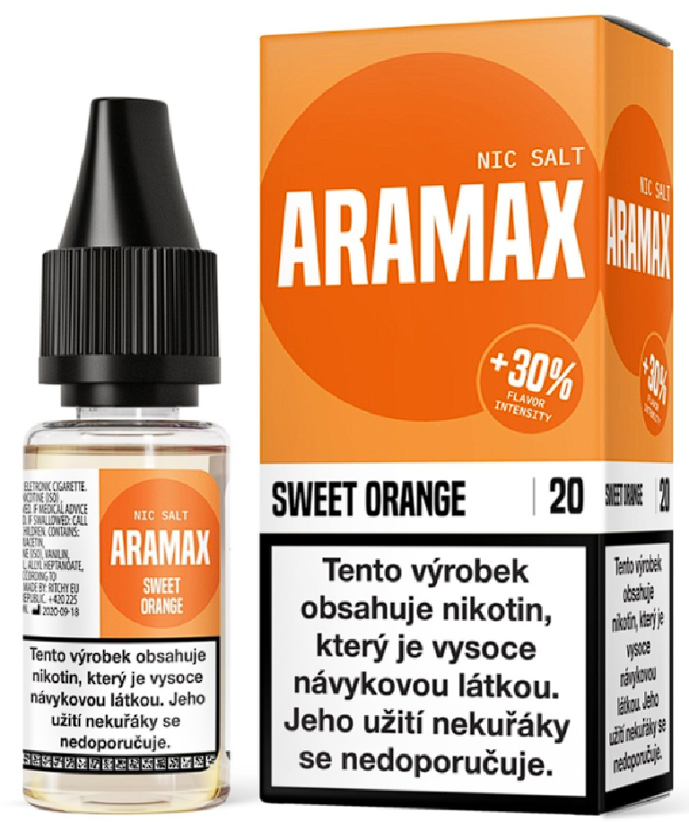 Aramax Salt - Sweet Orange (Sladký pomeranč) 10ml Obsah nikotinu: 20 mg