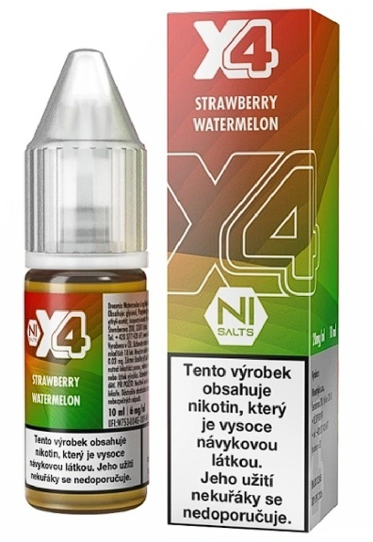 X4 Bar Juice Salt Strawberry Watermelon (Jahoda a meloun) 10ml Obsah nikotinu: 10 mg