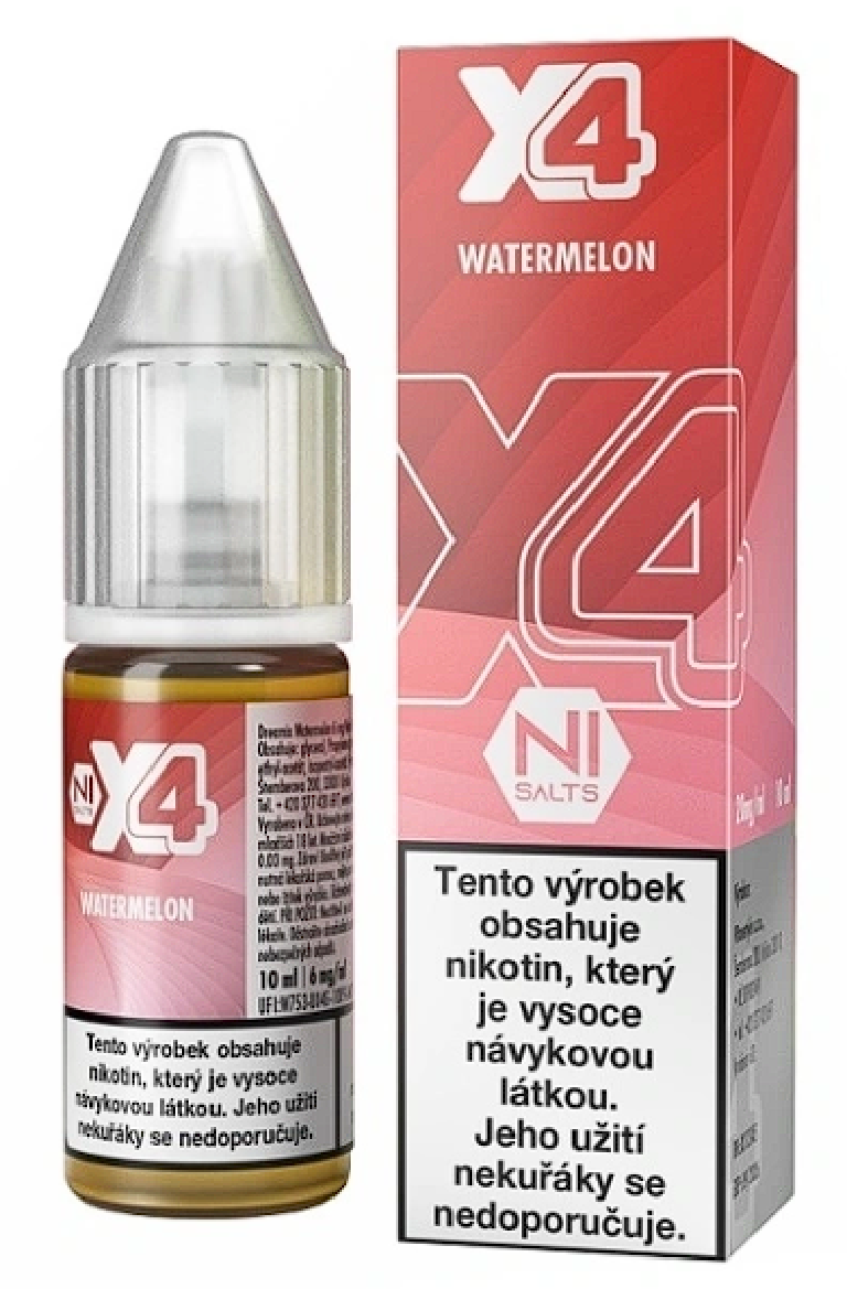 X4 Bar Juice Salt Watermelon (Vodní meloun) 10ml Obsah nikotinu: 10 mg