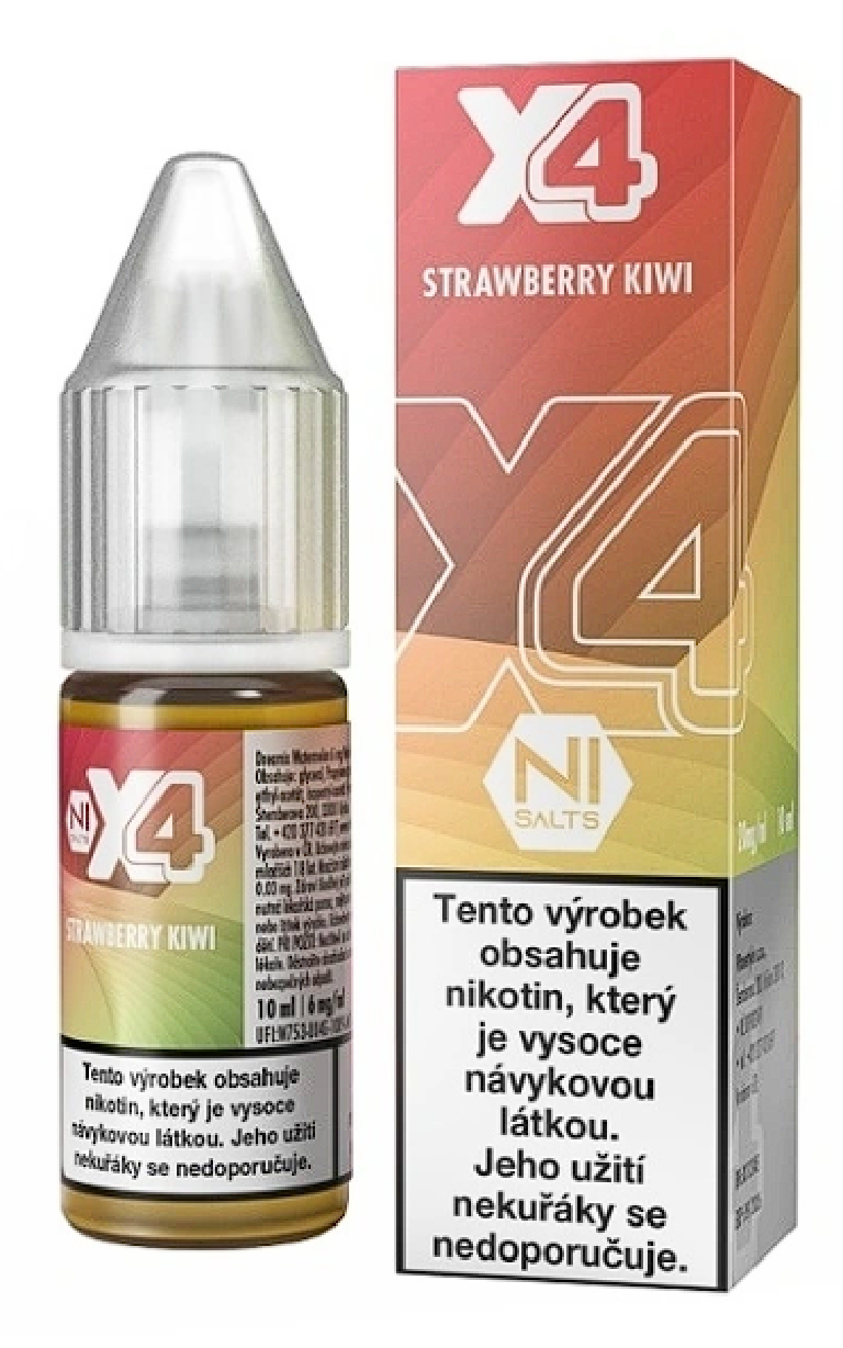 X4 Bar Juice Salt Strawberry Kiwi (Jahoda a kiwi) 10ml Obsah nikotinu: 10 mg