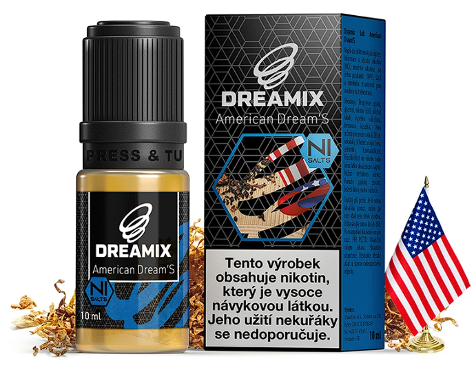 Dreamix SALT - American Dream (Americký tabák) 10ml Obsah nikotinu: 10 mg Americký tabák