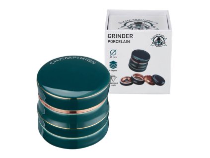 4-dielna porcelánová drvička na bylinky 63 mm zelená | Champ High | Vaporama.sk