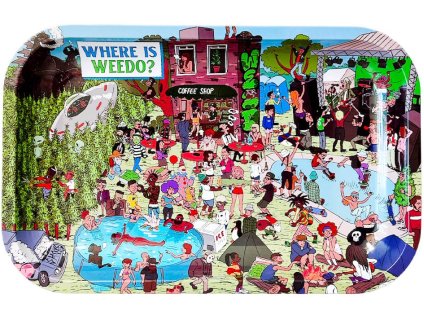 Kovová rolling tácka Where is Weedo – Best Buds, veľkosti 17×28 cm a 14×18 cm | Vaporama.sk