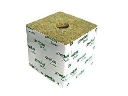 Grodan zakoreňovacia kocka s dierou 27×40 mm – 100×100×65 mm | Vaporama.sk