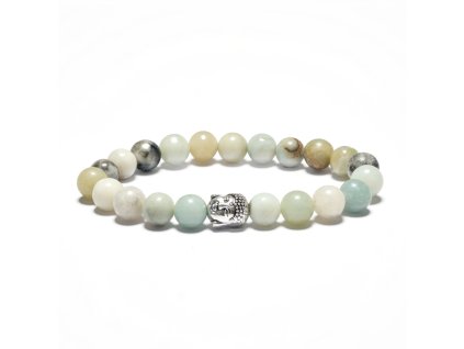 Buddha náramok z amazonitu s príveskom – modrozelené korálky 8 mm