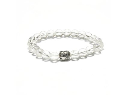 Buddha náramok z krištáľu – rock crystal 8 mm