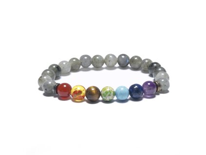 7 chakra náramok z labradoritu s prírodnými minerálmi
