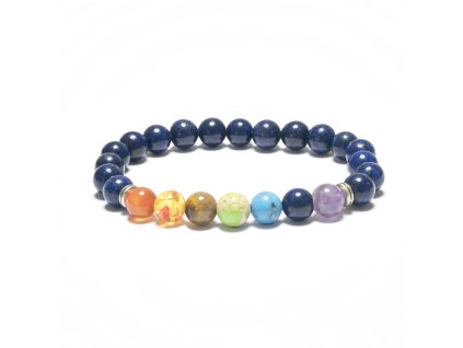 7 chakra náramok s lapis lazuli – modrý kameň múdrosti