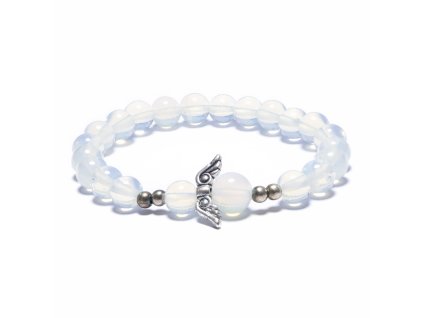 Angel náramok z opálu so strieborným anjelom – 8mm korálky