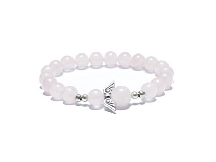 Angel náramok z ruženínu so strieborným anjelom – 8mm korálky