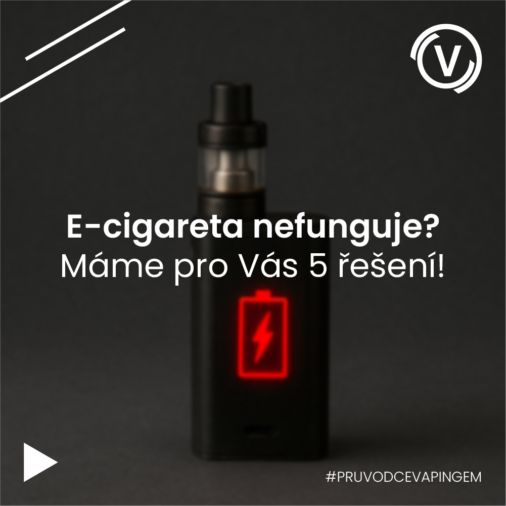 🪫E-cigareta nefunguje? Řešení pro 5 nejčastějších potíží (blikání, nenabíjení...)