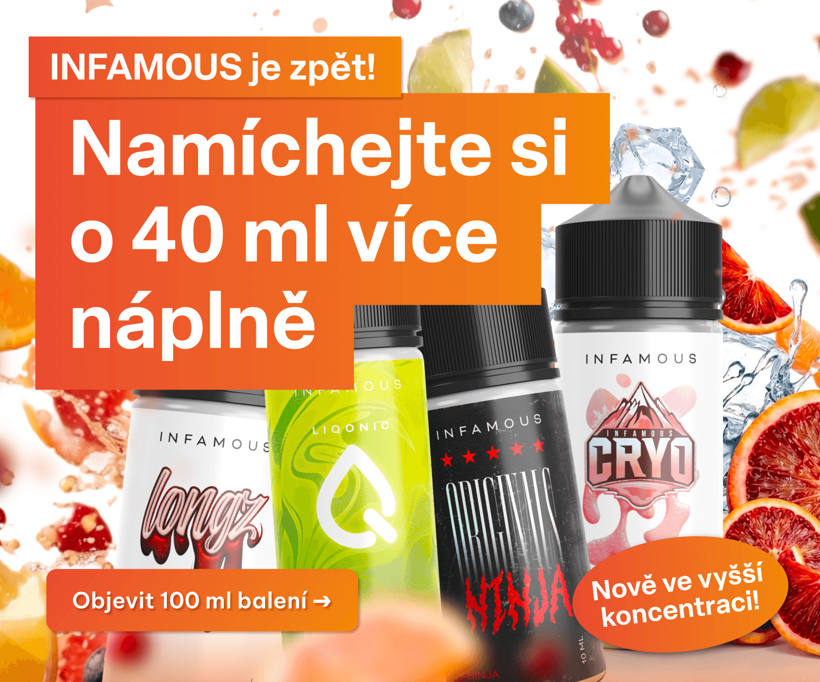 Vyšší koncentrace o 66% znamená více příchutě za stejnou cenu!