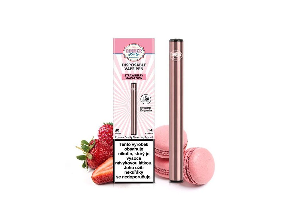Jednorázová ecigareta Dinner Lady Vape Pen - Strawberry Macaron 20mg/ml