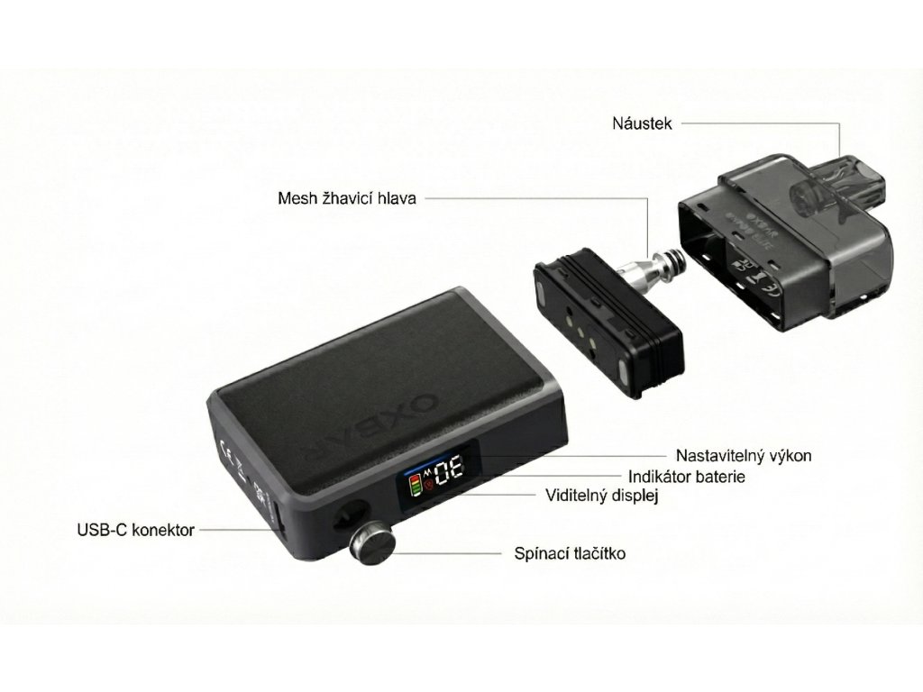 OXBAR OXPOD ELITE detail displeje