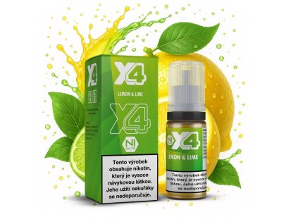Nikotinová sůl X4 Bar Juice - Limetka a citrón / Lemon Lime 10ml (Nikotin 10 mg - Kolek R)