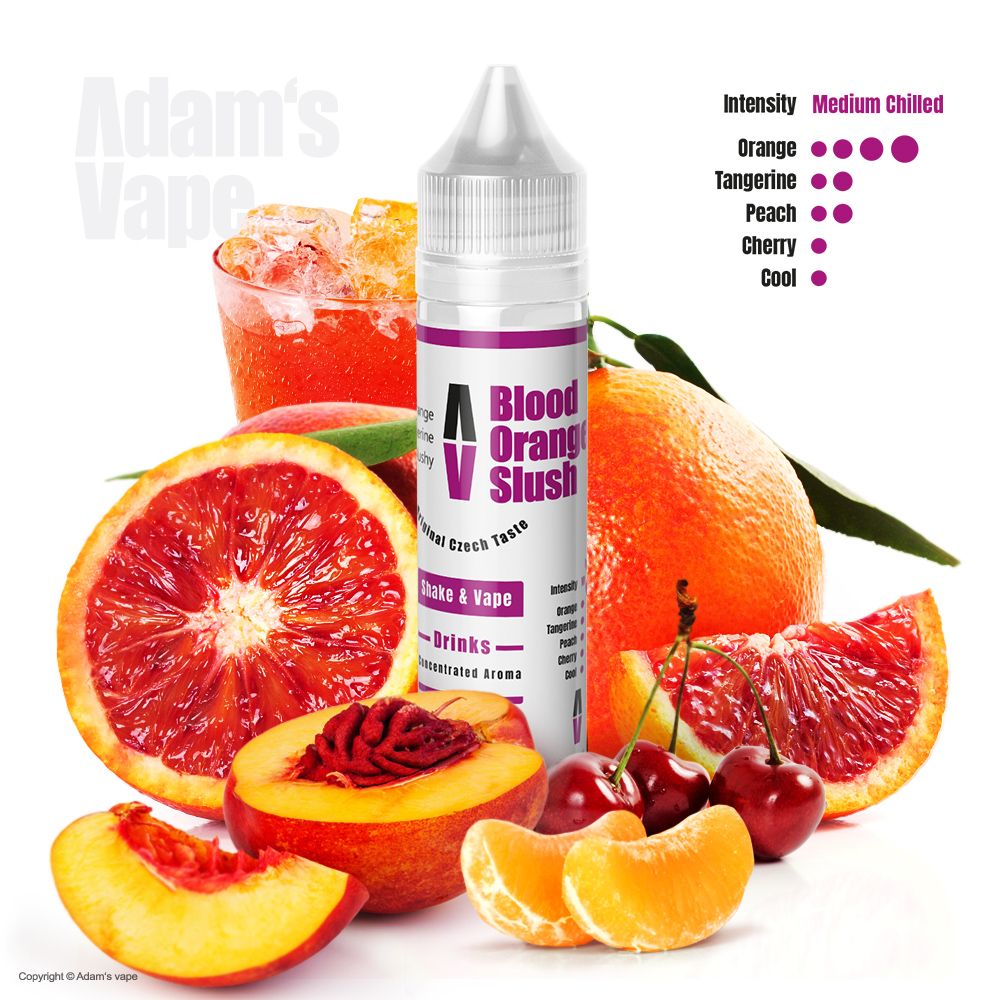 Příchuť Adams vape - Blood Orange Slush / Ledová tříšť s červeným pomerančem, mandarinkou a broskví 10ml SnV