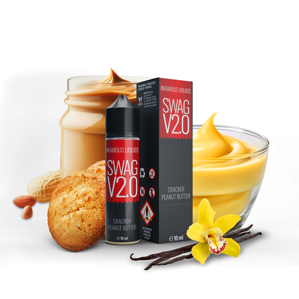 Příchuť SNV Infamous Originals - SWAG V2.0 - grahamová sušenka s arašídovým máslem, 10ml