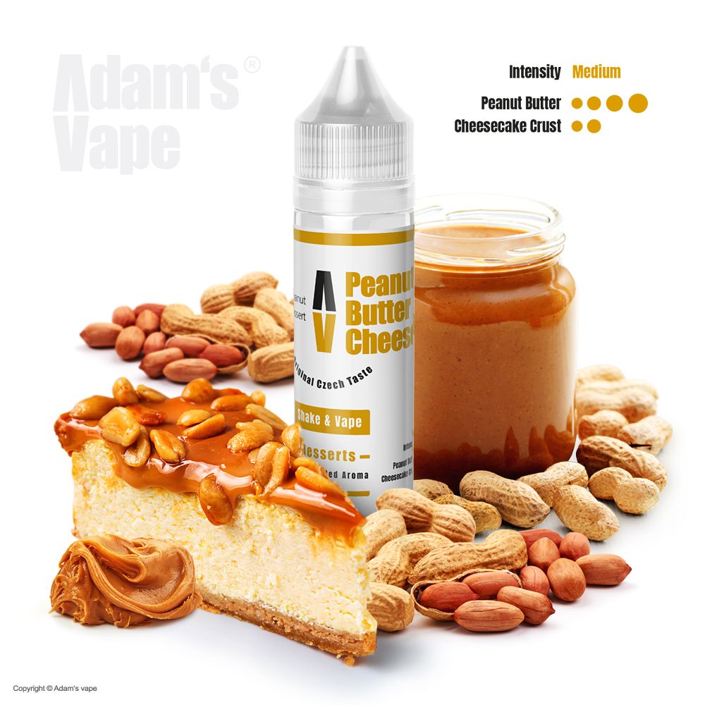 Příchuť Adams vape - Peanut Butter Cheesecake / Oříšková bomba na sušenkovém korpusu 10ml SnV