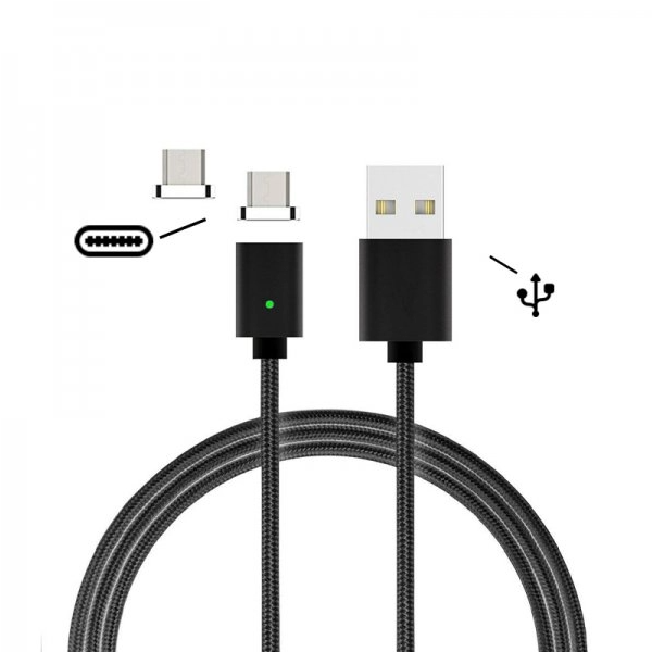 Wave Concept - kabel Quickcharge s magnetickými USB-C koncovkami - 1m