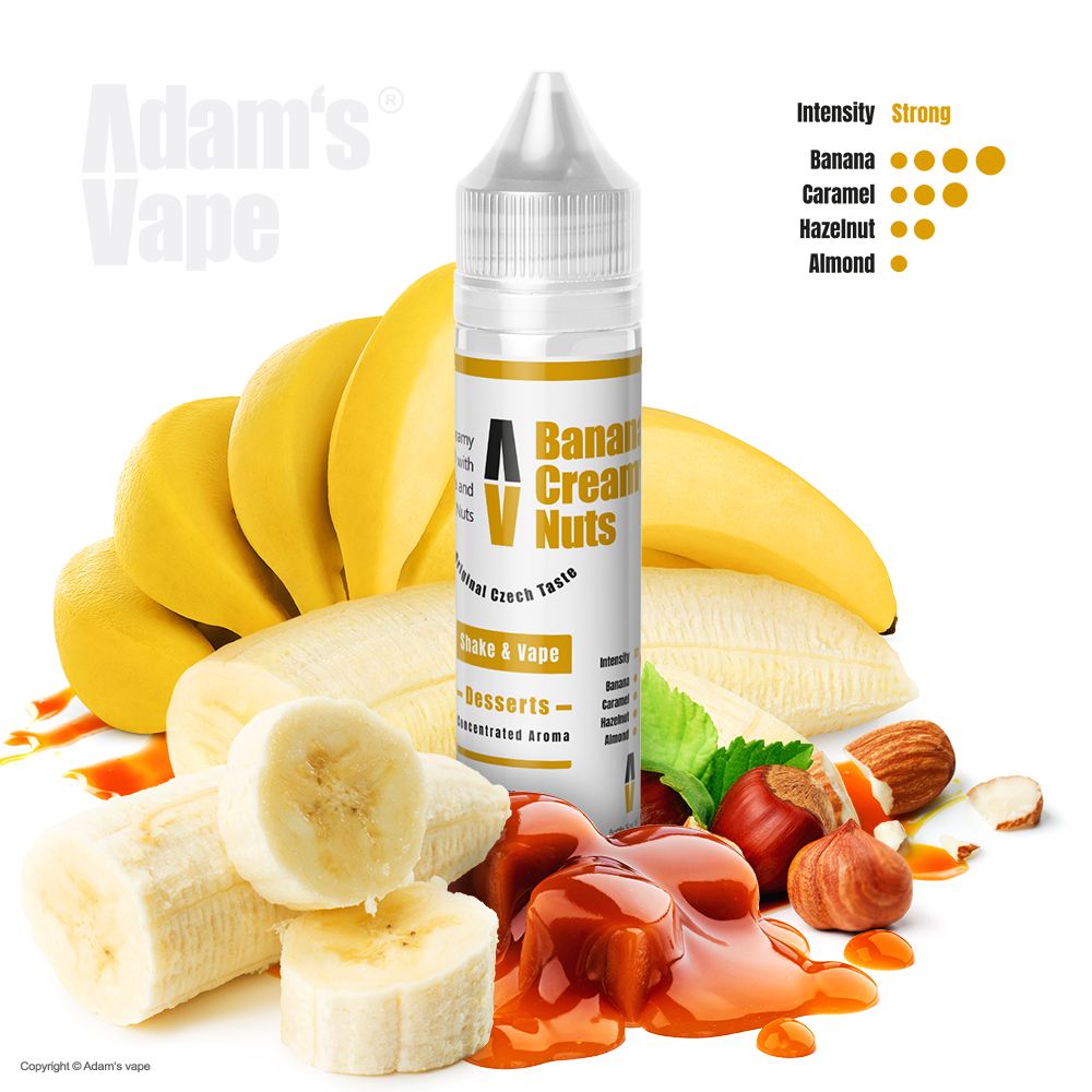Příchuť Adams vape SnV: Banana Creamy Nuts / Banán s karamelem a oříšky 10ml