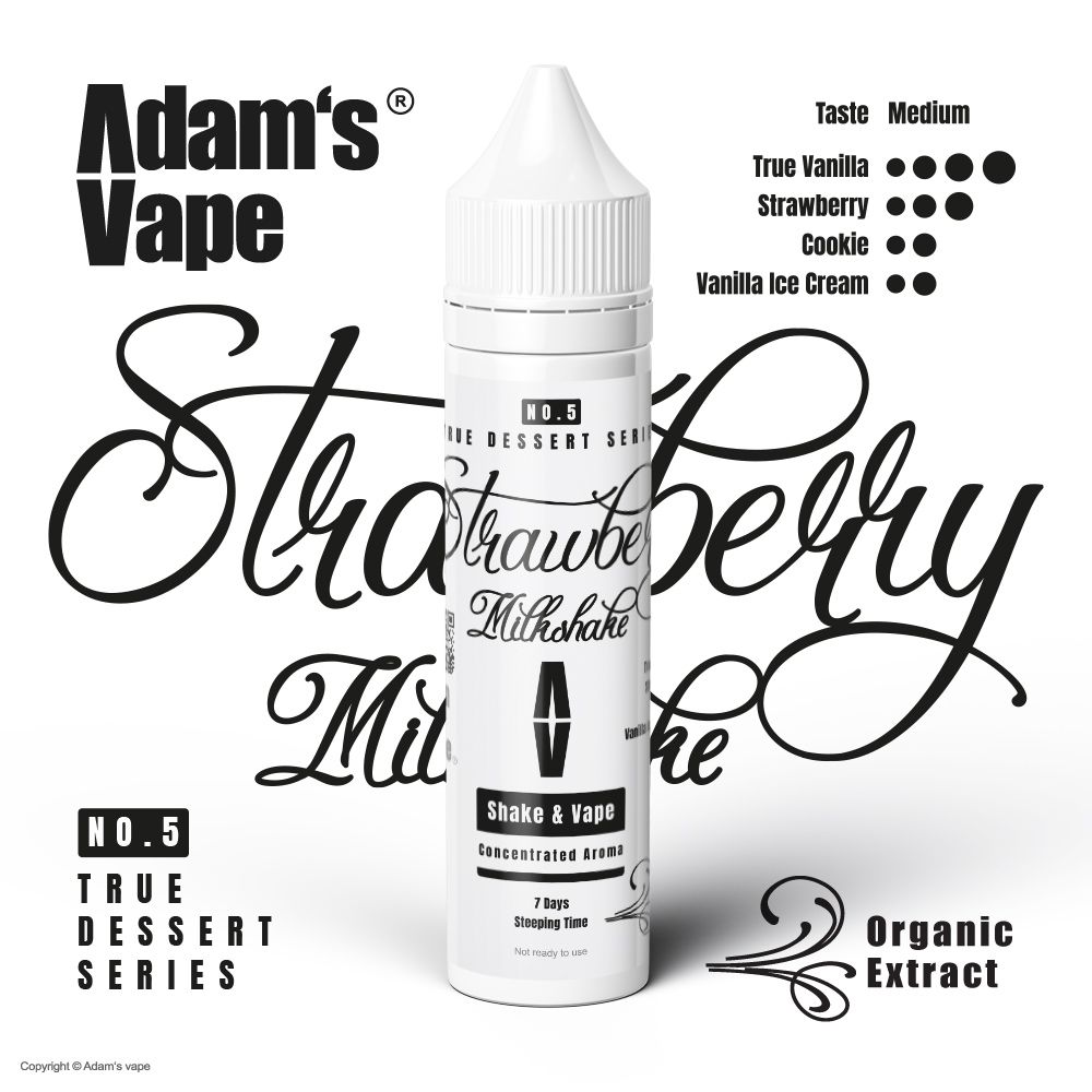 Příchuť Adams vape SnV: True Dessert Series - Strawberry Milkshake / Jahodový milkshake 10ml