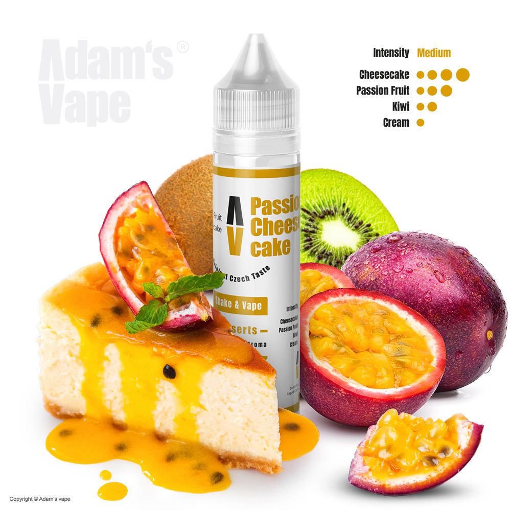 Příchuť Adams vape SnV: Passion Cheesecake / Cheesecake s maracujou a kiwi 10ml