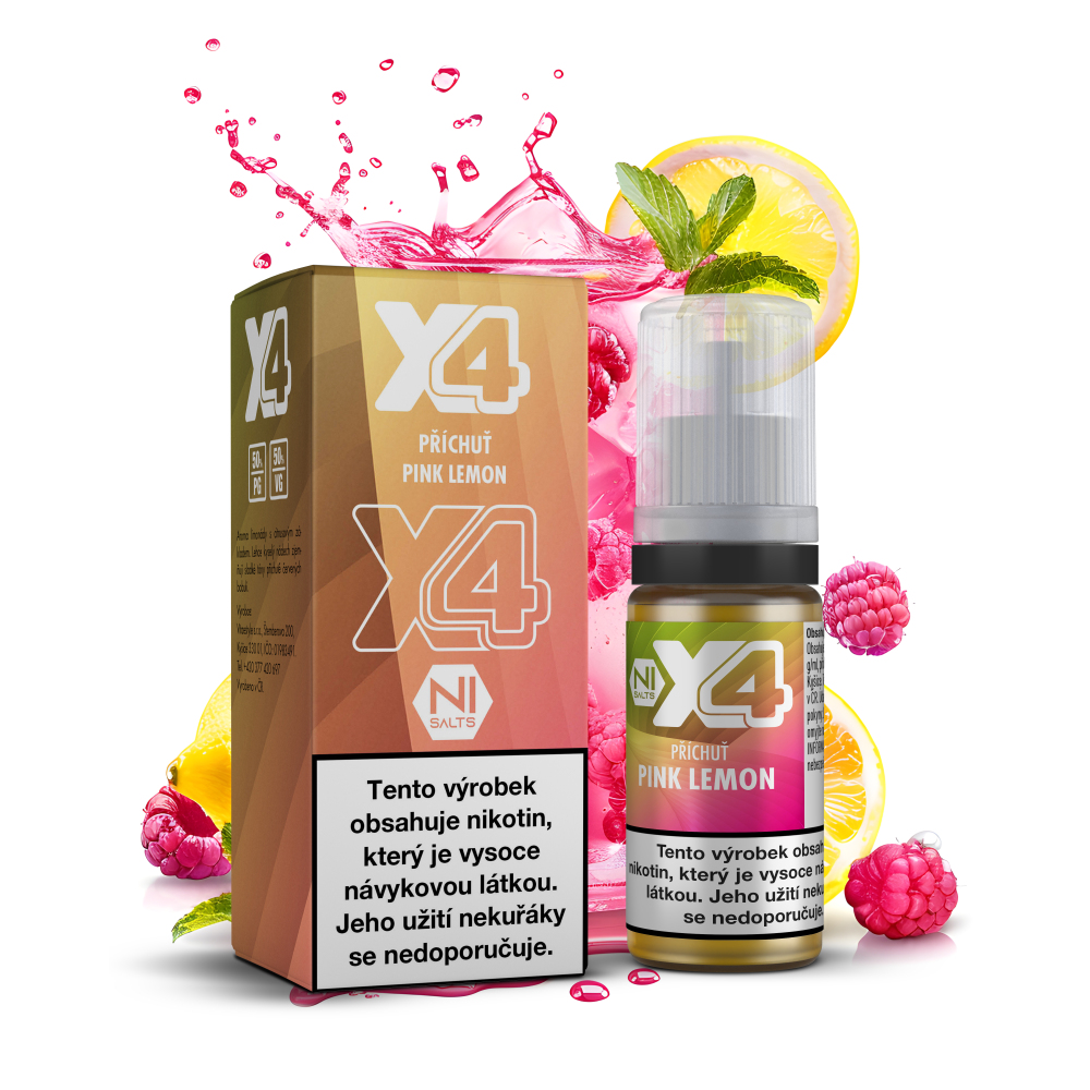 Nikotinová sůl X4 Bar Juice - Růžová Limonáda / Pink Lemon 10ml Nikotin: 10 mg