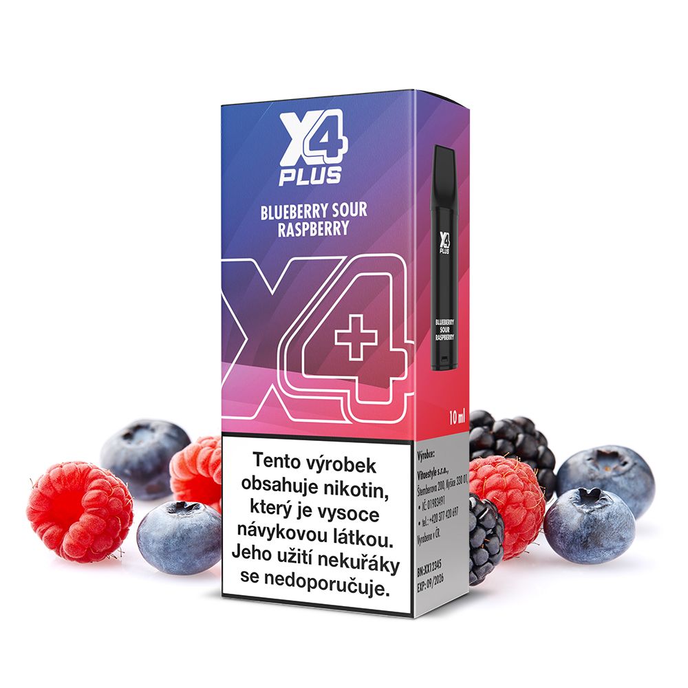 Přednaplněný Pod X4 Plus - Borůvka a malina / Blueberry Sour Raspberry - 20mg - Kolek Q