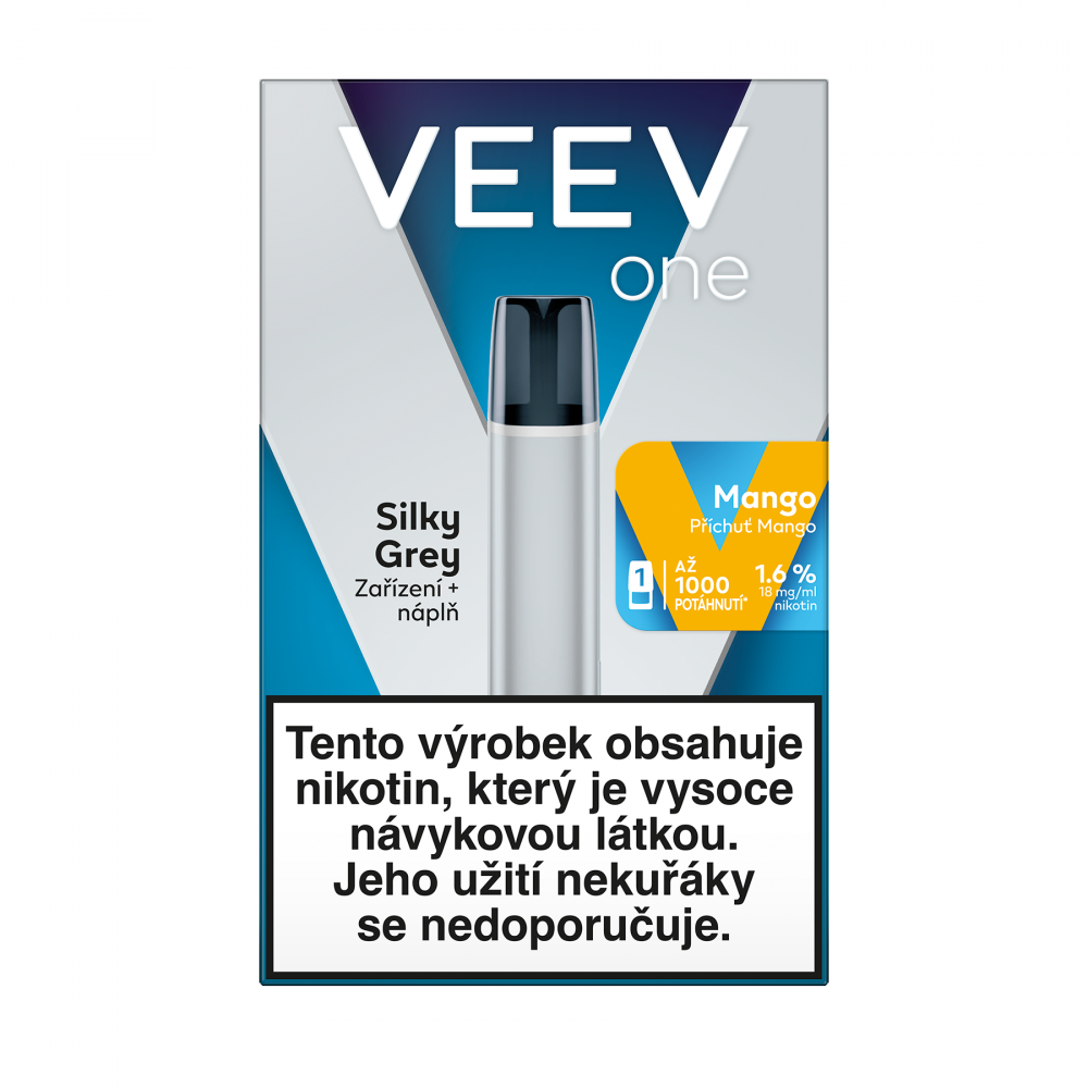Elektronická cigareta VEEV One Starter Pack Silky Grey + náplň Mango