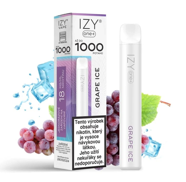 IZYVAPE Jednorázová ecigareta IZY ONE+ - Grape Ice 18mg/ml