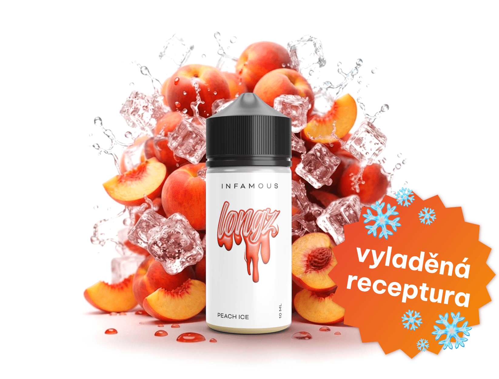 Příchuť SNV Infamous LongZ - Peach Ice 10ml/100