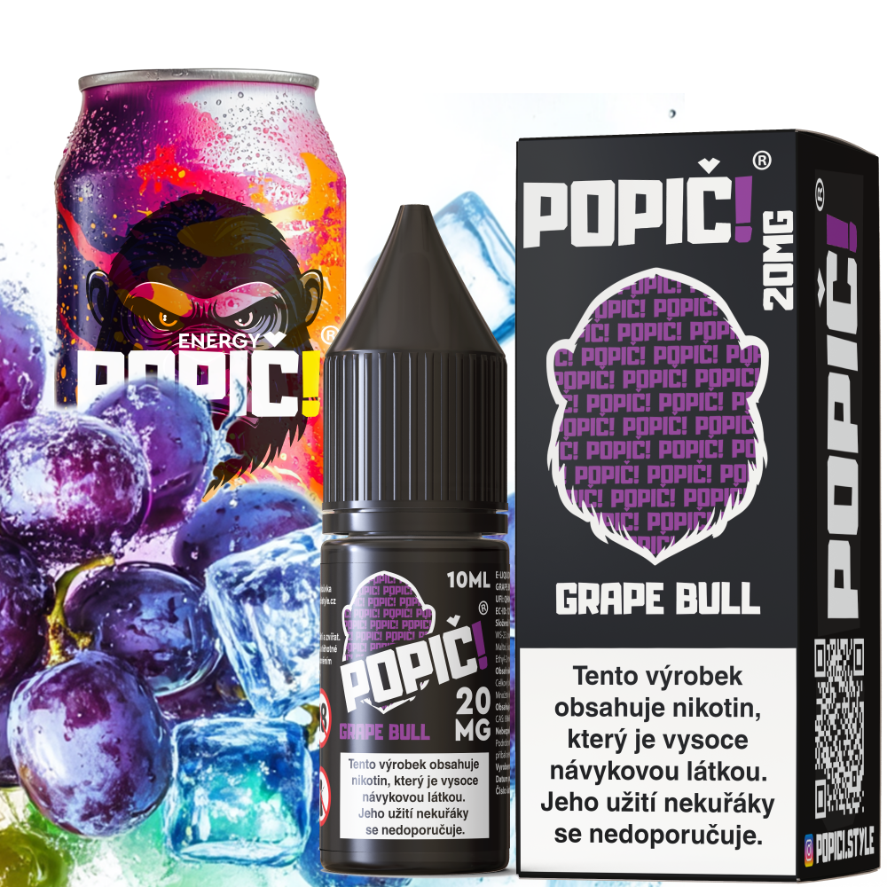Nikotinová sůl POPIČ! - Grape Bull / Hroznový Energy Drink - 20mg