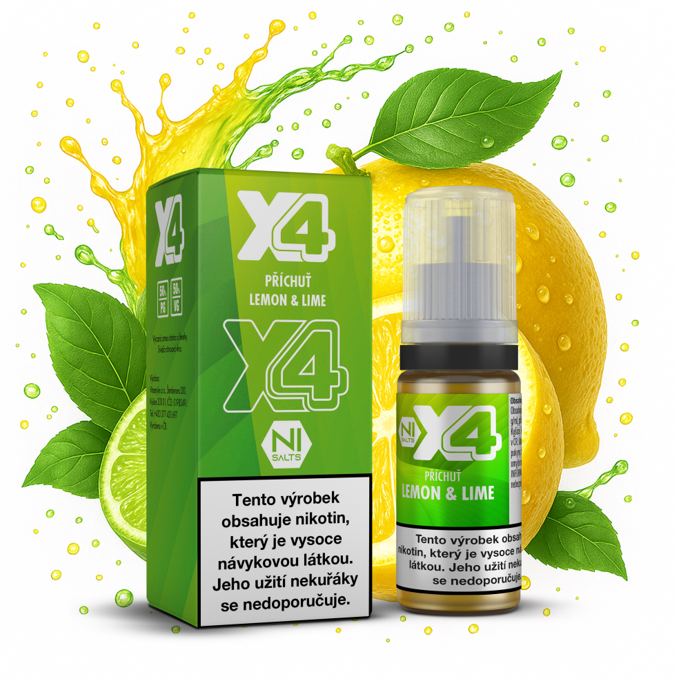Nikotinová sůl X4 Bar Juice - Limetka a citrón / Lemon Lime 10ml Nikotin: 10 mg
