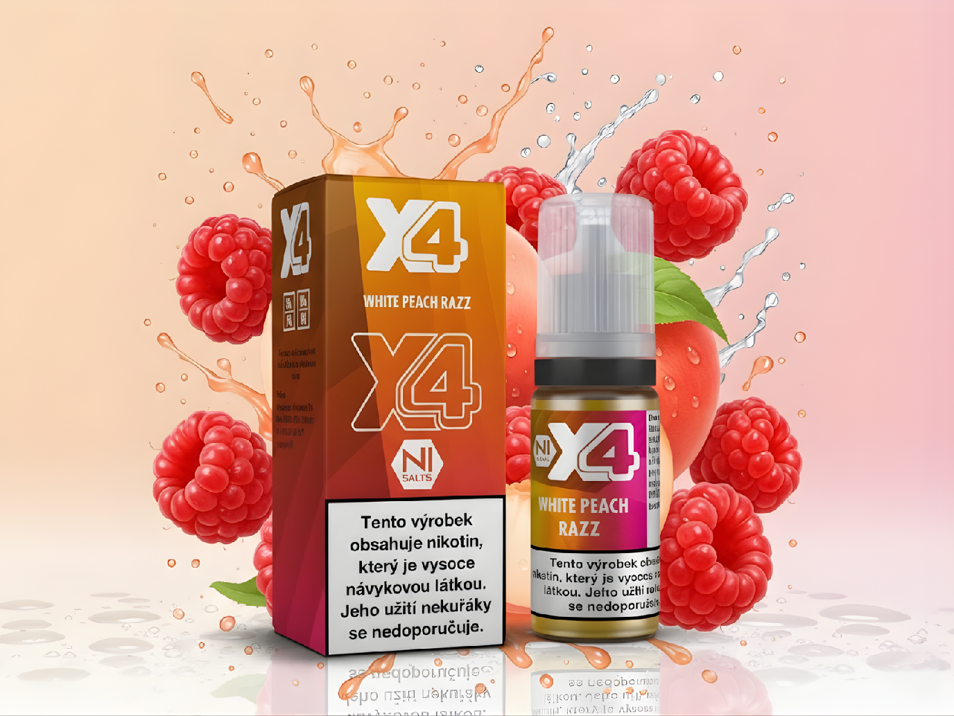 Nikotinová sůl X4 Bar Juice - Broskev a malina / White Peach Razz 10ml Nikotin: 20 mg - Kolek R