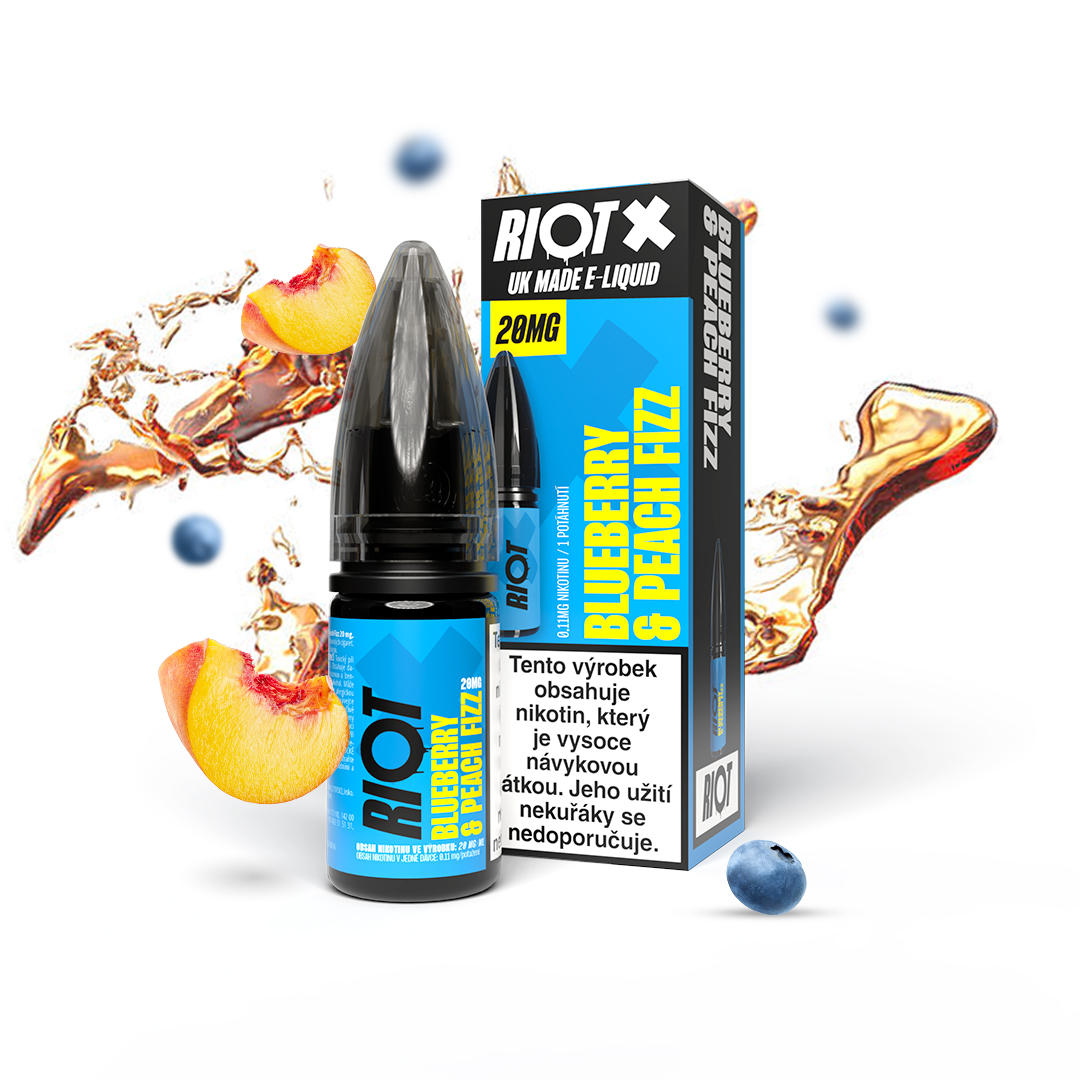 Riot Squad Riot X Salt Blueberry and Peach Fizz / Borůvka a broskvová limonáda 10ml Nikotin: 20 mg