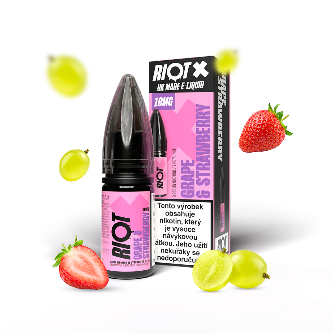 Riot Squad Riot X Salt Grape and Strawberry / Hroznové víno a jahoda 10ml Nikotin: 10 mg