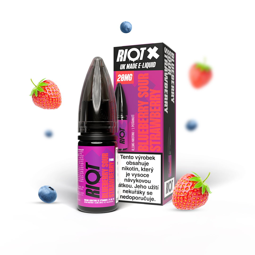 Riot Squad Riot X Salt Blueberry Sour Strawberry / Kyselá borůvka a jahoda 10ml Nikotin: 20 mg