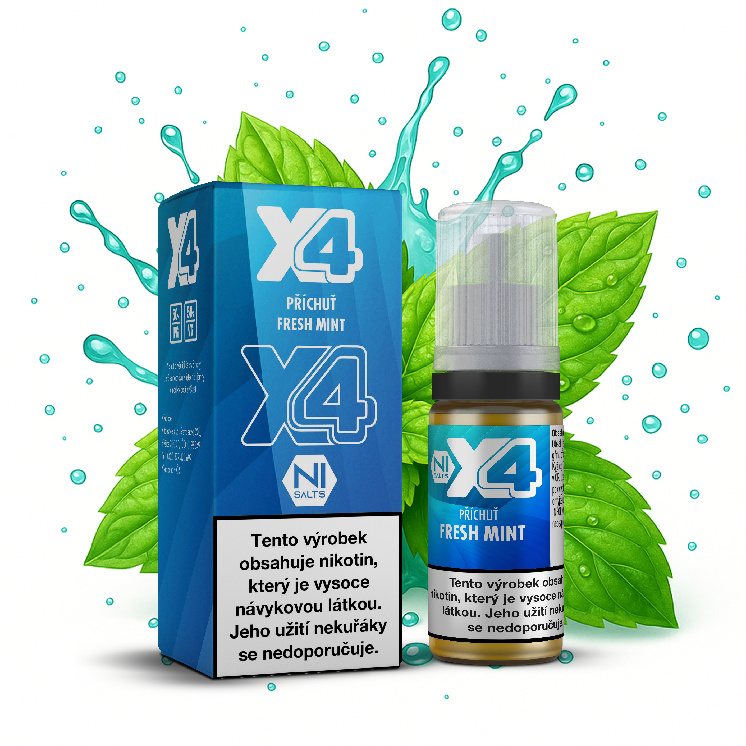 Nikotinová sůl X4 Bar Juice - Čerstvá máta / Fresh Mint 10ml Nikotin: 10 mg