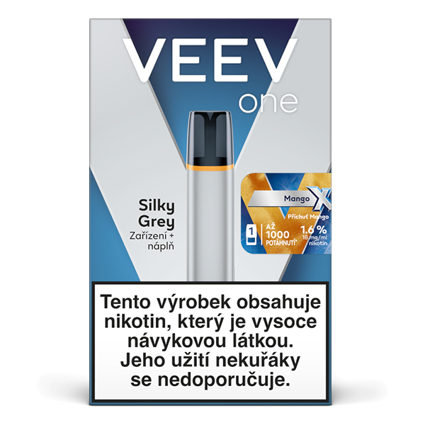 Elektronická cigareta VEEV One Starter Pack Silky Grey + náplň Mango X
