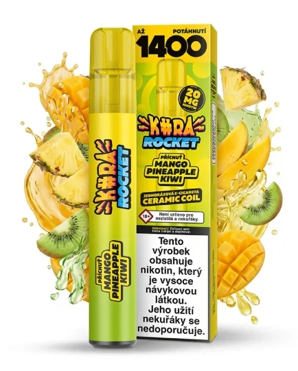 KURA Rocket jednorázová ecigareta Mango Pineapple Kiwi