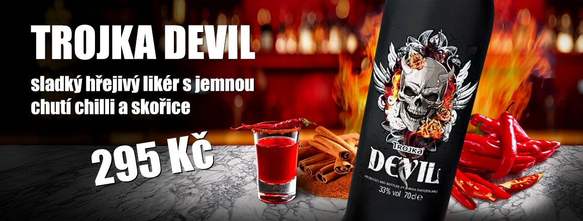 Trojka DEVIL - Sladký hřejivý likér s jemnou chutí chilli a skořice
