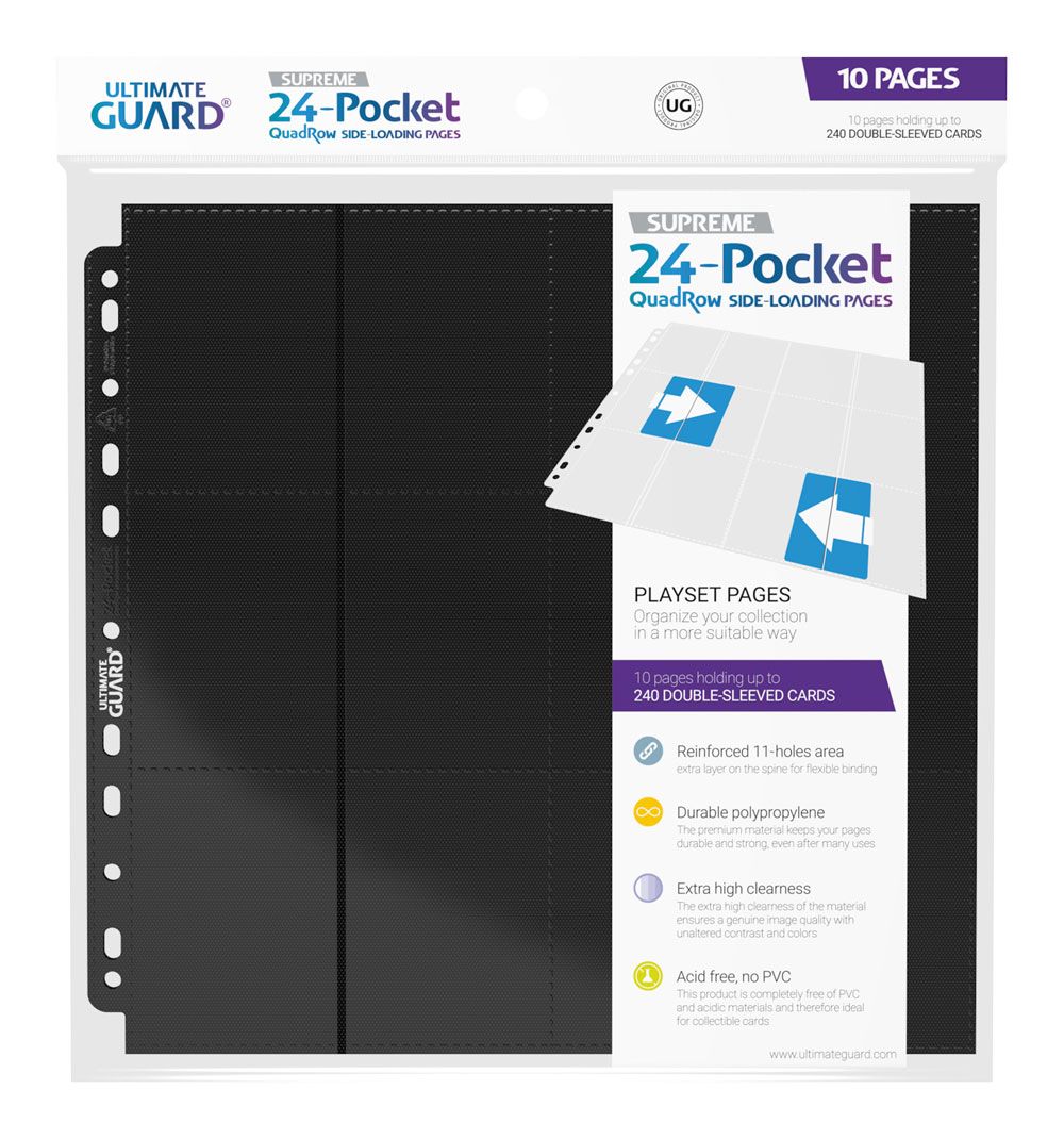 Ultimate Guard 24-Pocket QuadRow Pages Side-Loading Black (10 darabos készlet)